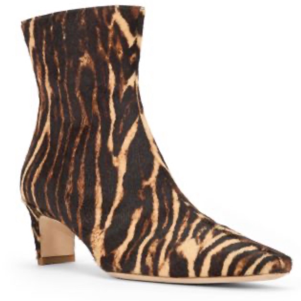 Staud Brown And Black Zebra-Print Ankle Boots